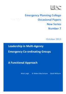 Emergency Planning College Occasional Papers New Series Number 7  October 2013