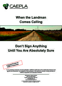 When the Landman Comes Calling Don’t Sign Anything Until You Are Absolutely Sure
