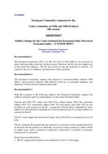 [removed]European Community comments for the Codex Committee on Milk and Milk Products (8th session) Agenda Item 5