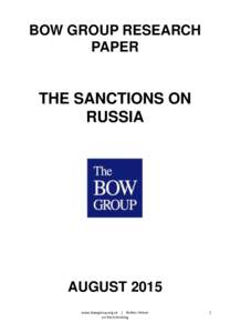BOW GROUP RESEARCH PAPER THE SANCTIONS ON RUSSIA