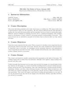 INR[removed]Politics of Terror — Young INR 3933: The Politics of Terror, Summer 2007 Department of Political Science, Florida State University