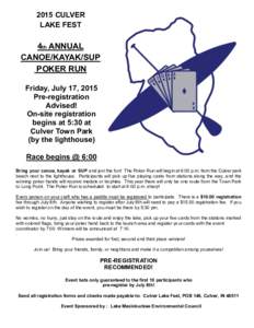 2015 CULVER LAKE FEST 4th ANNUAL CANOE/KAYAK/SUP POKER RUN