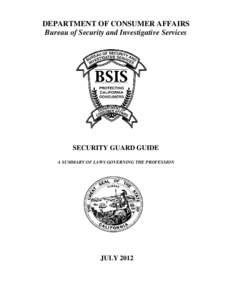 Bureau of Security and Investigative Services Security Guard Guide