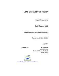Land Use Analysis Report  Report Prepared for Gulf Power Ltd.