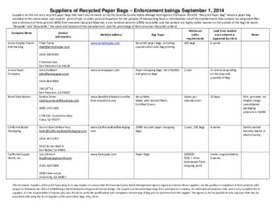 Suppliers of recycled paper checkout bags