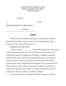 Appendix E-4: Middle District of Florida—General Procedure Order