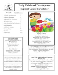 Early Childhood Development Support Centre Newsletter Spring 2012 Table Of Contents