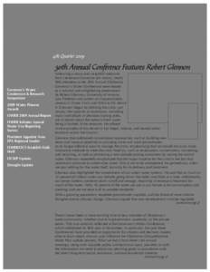 4th Quarter[removed]30th Annual Conference Features Robert Glennon Governor’s Water Conference & Research Symposium