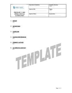 Operational Guideline:  Guideline Number: Approved By: