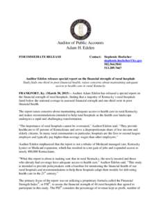 Auditor of Public Accounts Adam H. Edelen FOR IMMEDIATE RELEASE Contact: Stephenie Hoelscher [removed]