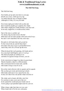 Folk & Traditional Song Lyrics - The Old Fish Song