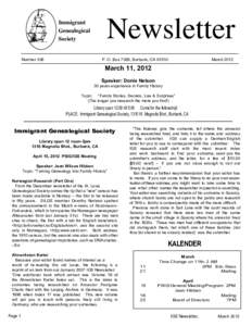 Newsletter  Immigrant Genealogical Society