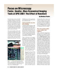 Volume 39, Number 20  Focus on Microscopy Faster, Smaller, More Economical Imaging Tools at SPIE 2007: The Effect of Nanotech by Barbara Foster