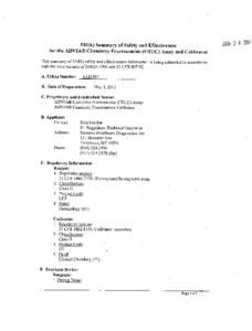 JAN[removed]k) Summary of Safety and Effectiveness for the ADVIA® Chemistry Fructosamine (FRUC) Assay and Calibrator This summary of 51O(k) safety and effectiveness informnation is being submitted in accordance wi