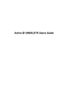 Active @ UNDELETE Users Guide