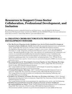 Resources to Support Cross-Sector Collaboration, Professional Development, and Inclusion — Early Childhood Community