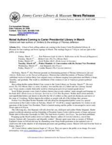 Jimmy Carter Library & Museum News Release