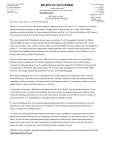 East St Louis District 189 to Close Five Schools - Press Release April 12, 2012