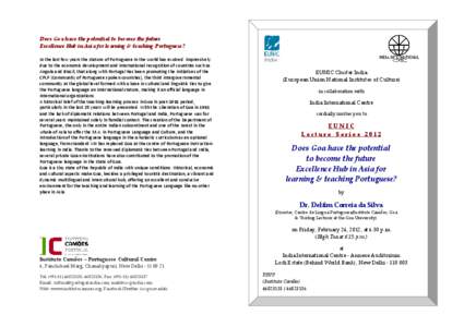 EUNIC Lecture Series Convite