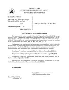 UNITED STATES ENVIRONMENTAL PROTECTION AGENCY BEFORE THE ADMINISTRATOR IN THE MATTER OF Chem-Solv, Inc., formerly trading as Chemicals and Solvents, Inc.