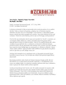 Wsrin Rwnglwri – Rwssaml\q N= qteyi Nwzwrindwn Ba] Mwqalw - Betti Bleyer Mwnbw: Azerbaijan International jurnal\ - AI 7.2 (Yay 1999) © 2003. Azerbaijan International {oxlar\n\za mwlumdur ki, Bak\ aeroportundan ]whwr m