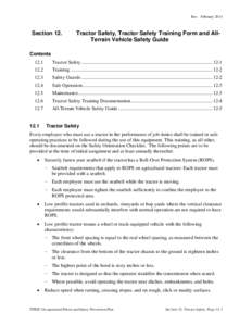 Rev: February[removed]Section 12. Tractor Safety, Tractor Safety Training Form and AllTerrain Vehicle Safety Guide