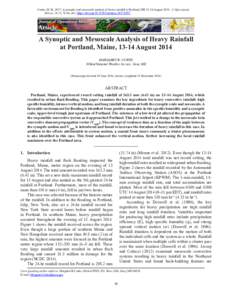 Curtis, M. B., 2017: A synoptic and mesoscale analysis of heavy rainfall at Portland, MEAugustJ. Operational 	Meteor., 5 (7), 78-86, doi: https://doi.orgnwajomA Synoptic and Mesoscale