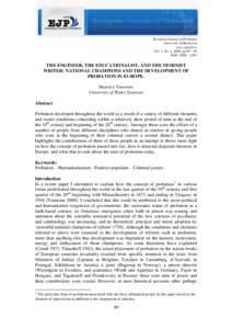 European Journal of Probation University of Bucharest www.ejprob.ro Vol. 1, No. 2, 2009, pp 89 – 96 ISSN: 2006 – 2203