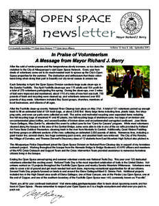 OPEN SPACE  newsletter A Quarterly Newsletter of the Open Space Division and the Open Space Alliance  Mayor Richard J. Berry