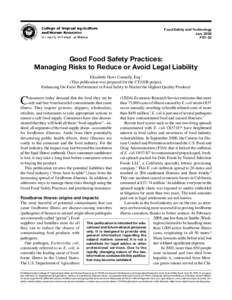 Food Safety and Technology Jan[removed]FST-32 Good Food Safety Practices: Managing Risks to Reduce or Avoid Legal Liability