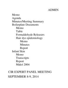 ADMIN Memo Agenda Minutes/Meeting Summary Boilerplate Documents Memo
