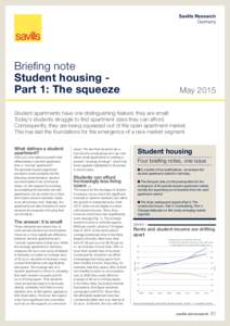 Savills Research Germany Briefing note Student housing Part 1: The squeeze