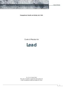 Code of Practice  Occupational Health and Safety Act 1985 Code of Practice for