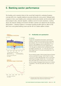 5. Banking sector performance The banking sector remained robust in the second half, despite the continuing European sovereign debt crisis. Liquidity tightened somewhat during the review period. Although lately it appear