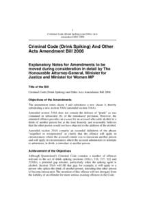 1 Criminal Code (Drink Spiking) and Other Acts Amendment Bill 2006 Criminal Code (Drink Spiking) And Other Acts Amendment Bill 2006