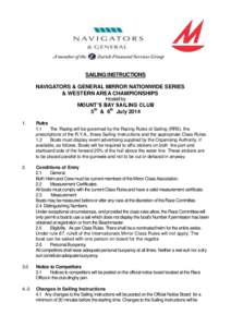 SAILING INSTRUCTIONS NAVIGATORS & GENERAL MIRROR NATIONWIDE SERIES & WESTERN AREA CHAMPIONSHIPS Hosted by  MOUNT’S BAY SAILING CLUB