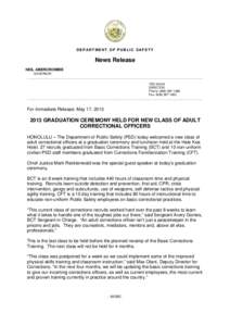 D EP AR TM EN T OF PU B L I C S AF E T Y  News Release NEIL ABERCROMBIE GOVERNOR _________________________________________________________________________________________________________