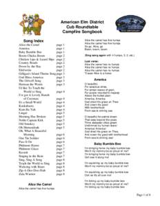 American Elm District Cub Roundtable Campfire Songbook Song Index Alice the Camel page 1