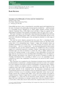 Journal of Applied Philosophy,Vol. 29, No. 1, 2012 doi: j00535.x Book Reviews  Attempts in the Philosophy of Action and the Criminal Law