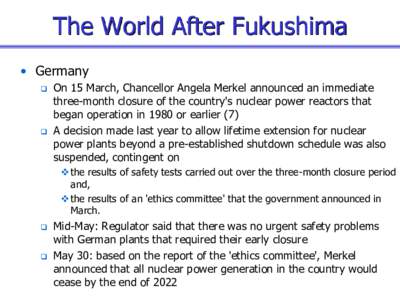 The World After Fukushima • Germany  