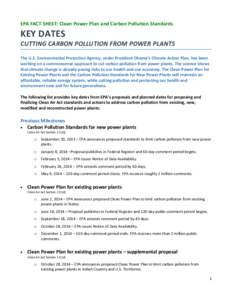 EPA FACT SHEET: Clean Power Plan & Carbon Pollution Standards Key Dates
