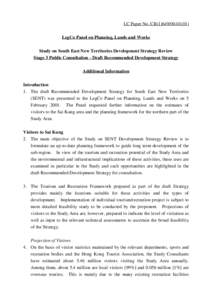LC Paper No. CB[removed]LegCo Panel on Planning, Lands and Works Study on South East New Territories Development Strategy Review Stage 3 Public Consultation - Draft Recommended Development Strategy Additional Inf
