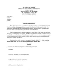 STATE OF ALABAMA OFFICE OF SECURITIES COMMISSION PO BOX[removed]MONTGOMERY, AL[removed]ADAMS AVE, SUITE 280 MONTGOMERY, AL 36104