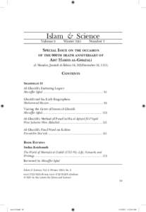 Islam & Science  Volume 9 Winter 2011