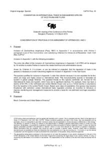 Proposal for amendment of Appendix I or II for CITES CoP16