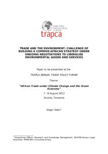 World Trade Organization / International economics / Environmental protection / Non-Agricultural Market Access / Non-tariff barriers to trade / Doha Development Round / Free trade / Asia-Pacific Economic Cooperation / Export / International trade / International relations / Business