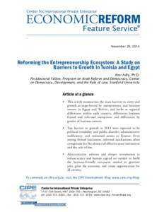 Center for International Private Enterprise  ECONOMICREFORM Feature Service® November 20, 2014