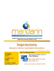 Impressions V4N11 Nov 2011, The Mandarin Newsletter