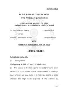 REPORTABLE IN THE SUPREME COURT OF INDIA CIVIL APPELLATE JURISDICTION