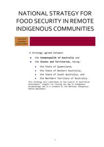NATIONAL STRATEGY FOR FOOD SECURITY IN REMOTE INDIGENOUS COMMUNITIES Council of Australian Governments